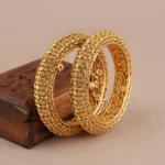 Stunning plain antique gold plated bangle set - Image 2