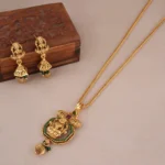 Long antique gold ma lakshmi pendant set - Image 4