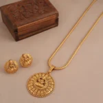 Beautiful plain antique gold maa lakshmi pendant set I Temple Jewellery - Image 2