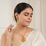 Beautiful plain antique gold maa lakshmi pendant set I Temple Jewellery