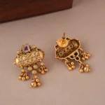Long elegant stone antique gold pendant set - Image 2