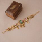 Stunning multicolor kundan antique gold bracelet - Image 4