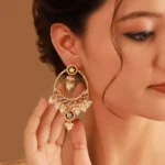 Gota Patti Shahi Meena Chandbali Earrings