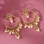 Gota Patti Shahi Meena Chandbali Earrings - Image 2