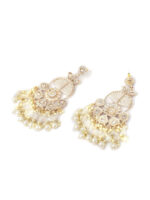 Gold-Plated Contemporary Pearl Drop Earrings - Image 2