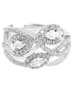 Zircon Rhodium Plated Cocktail Finger Ring with Adjustable Band Gift for Women - Image 3