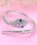 Swiss Zircon Rhodium Plated Snake Finger Ring With Adjustable Band Gift For Women - Image 3