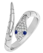 Swiss Zircon Rhodium Plated Snake Finger Ring With Adjustable Band Gift For Women - Image 2