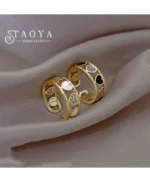 Adjustable Enamel Heart Shaped Shimmer Couple Ring Set of 2 - Image 2