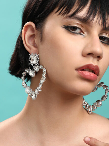 Radiant Reflections Fancy Set Of 2 Silver-Plated Contemporary Drop Earrings