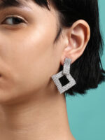 Radiant Reflections Fancy Set Of 2 Silver-Plated Contemporary Drop Earrings - Image 2