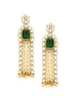 Gold-Plated Kundan-Studded Drop Earrings - Image 3