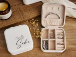 Personalized square jewelry box, travel jewelry case, jewelry organizer bridesmaid gift for sister, friend - Image 5
