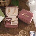 Personalized Velvet Jewelry Box, Custom Women Watch Box, Watch Jewelry Box, Travel Jewelry Box, Wedding Gift For Her, Bridal Party Gift - Image 2