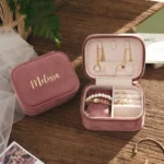 Personalized Velvet Jewelry Box, Custom Women Watch Box, Watch Jewelry Box, Travel Jewelry Box, Wedding Gift For Her, Bridal Party Gift