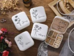 Personalized travel jewelry box, small square earring organizer, bridesmaid gifts box for sister, friend