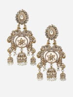 Gold-Plated Alloy Artificial Beads Jhumkas - Image 2